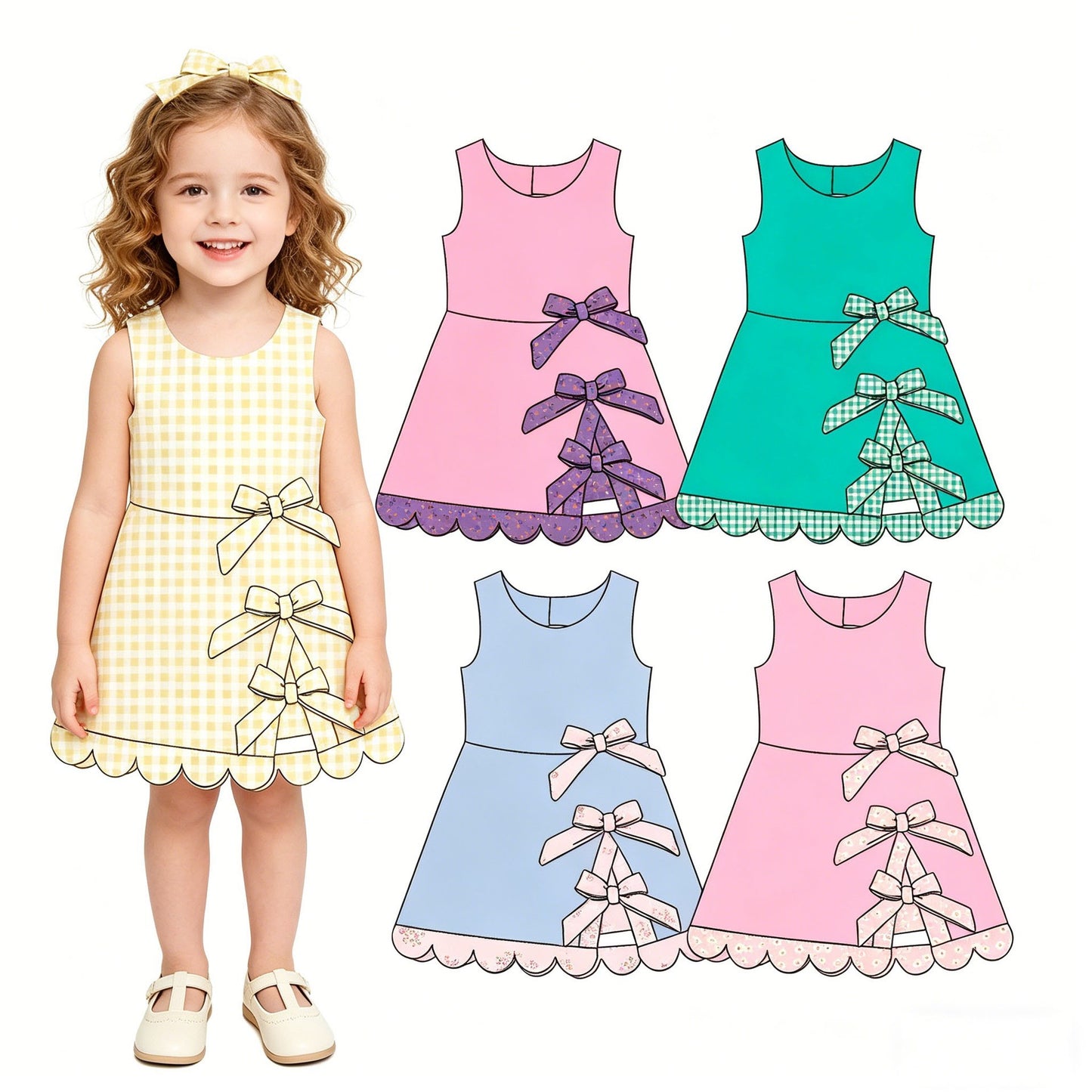 Custom Text Logo Girls' Sleeveless Top and Skirt Two-Piece Set