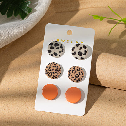 Leopard print acrylic earrings heart earring set(moq3）
