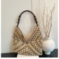 Women Boho Woven Mesh Beach Tote Bag Large Capacity Crochet Vacation Shoulder Handbag