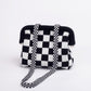 Striped Knit Cloud Frame Clutch Crossbody Bag