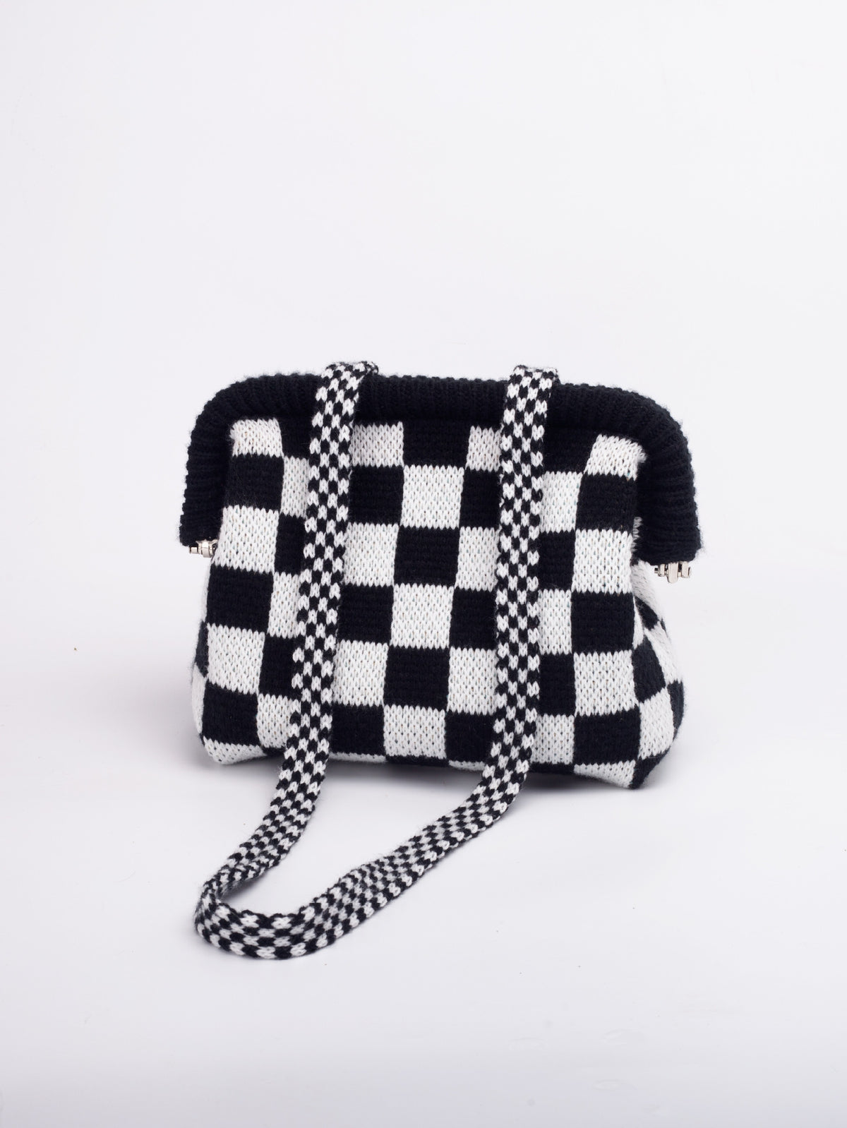 Striped Knit Cloud Frame Clutch Crossbody Bag
