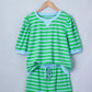 Stripe Puff Short Sleeve T Shirt Matching Shorts Set