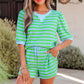 Stripe Puff Short Sleeve T Shirt Matching Shorts Set