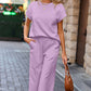 Textured Top and Wide-leg Pants Set