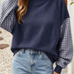 Oversized Gingham Colorblock Long Sleeve Sweatshirt