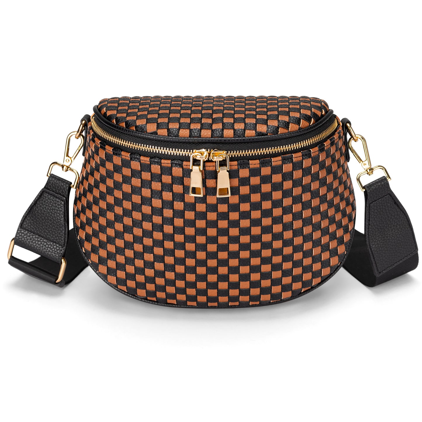 Trendy Woven Checkered Crossbody Bum Bag for Women