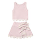 Custom Text Logo Girls' Sleeveless Top and Skirt Two-Piece Set