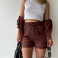 Textured Shirt + Drawstring Shorts 2-Piece Set