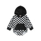 Checkered Bubble Hooded Romper
