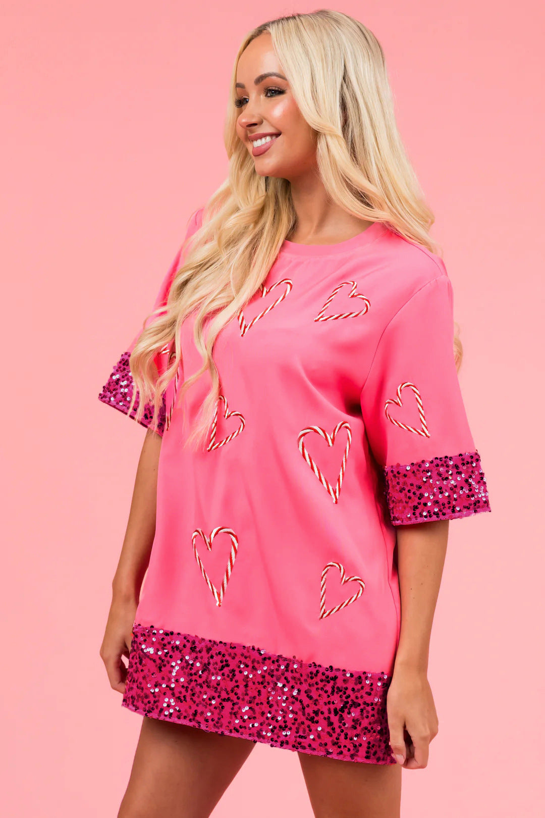 Valentine's Day Candy Hearts Sequin T-Shirt