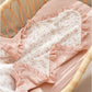 Custom Embroidered Floral Muslin Baby Blanket with Ruffled Trim