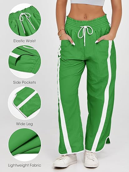 Retro Contrast Side Stripe Wide Leg Track Pants