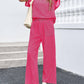 Stripe Round Neck Tee and Pant Set