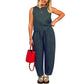 Women's Printed Plaid Sleeveless Vest and Trousers Suit