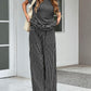 Stripe Round Neck Tee and Pant Set