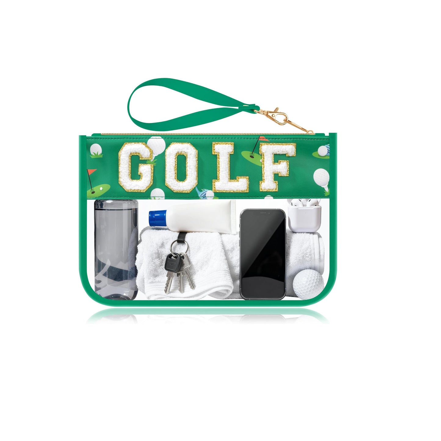 Clear Pouches Featuring Ball Game Glitter Chenille Patches