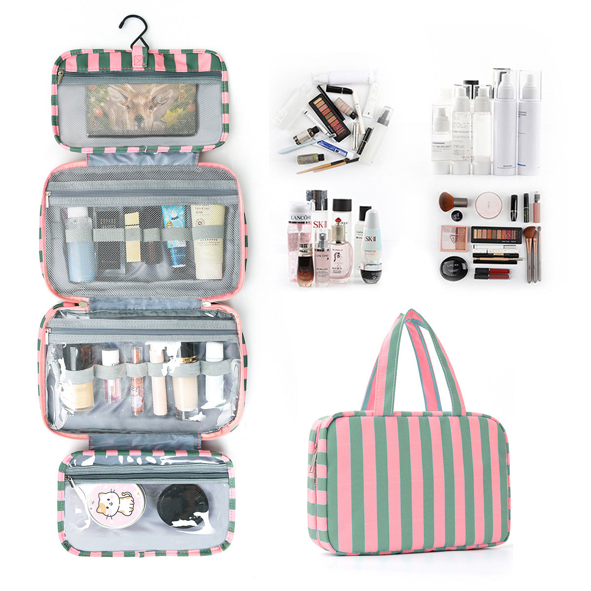 Foldable Hanging Toiletry Bag Wet & Dry Separation Cosmetic Organizer
