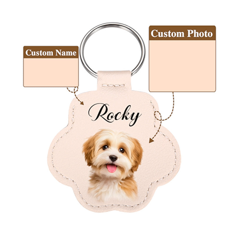 Custom Pet Memorial PU Leather Keychain