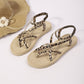 Khaki Leopard Strappy Caged Braided Sole Boho Sandals