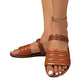 Woven Band Faux Leather Flat Slippers
