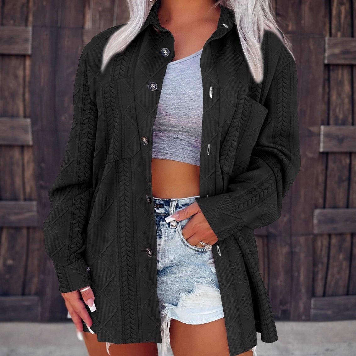 Women's Collared Knit Cardigan