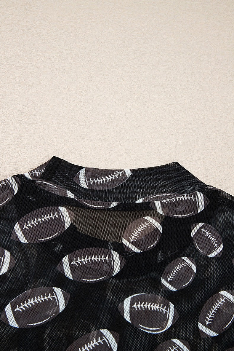 Rugby Game Day Sheer Mesh Long Sleeve Top