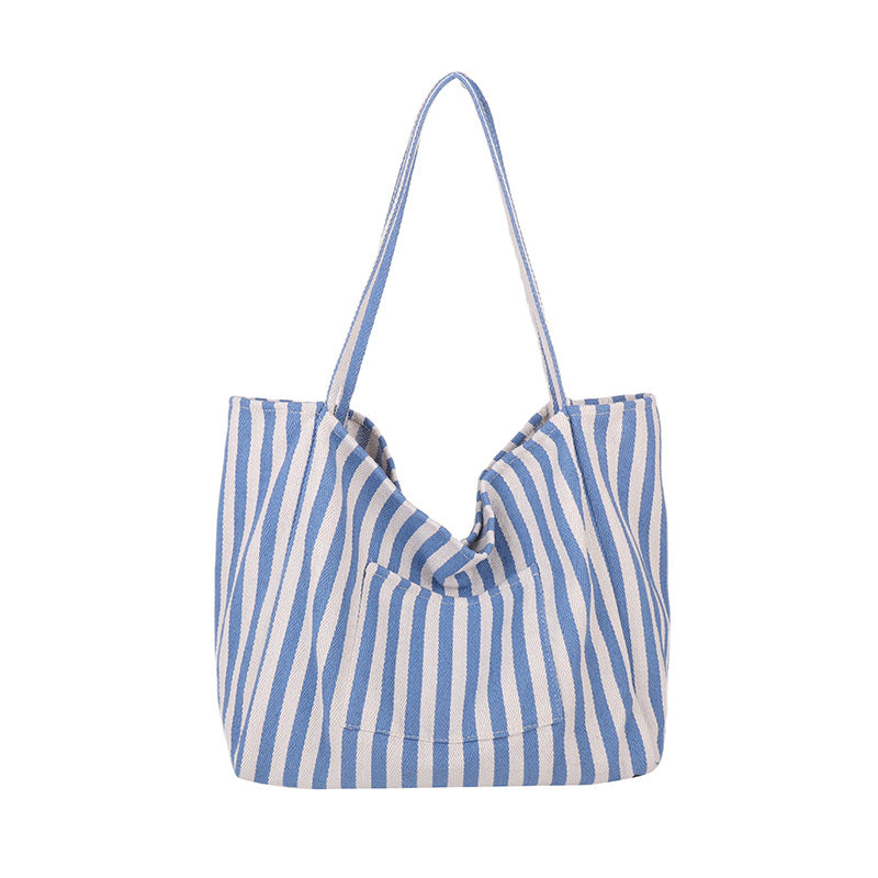Large Capacity Striped Canvas Bag
