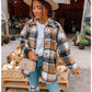 Long-sleeved Lapel Loose-fitting Women's Plaid Shirt