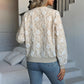 Women's Beige Floral Embroidered / Lace Bomber Jacket