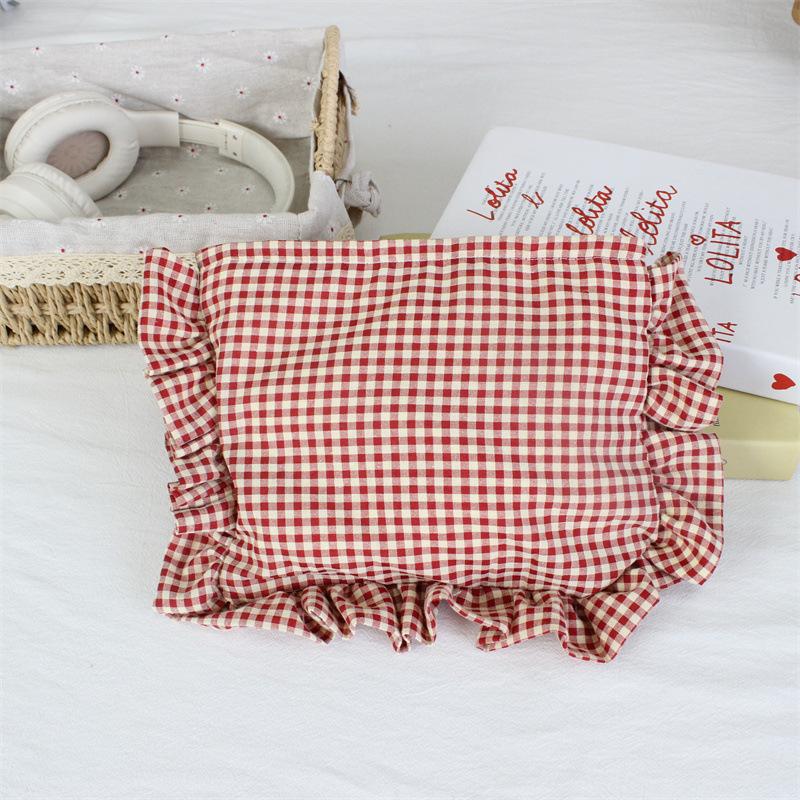 Customizable Text Floral & Plaid Zippered Makeup Bag