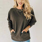 Ribbed Accent Pocketed Pullover