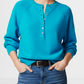 Crew Neck Button Front Knit Pullover