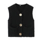 Sleeveless Button Knitted Top