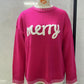 Merry Festive Knit Sweater  Casual Holiday Crewneck Pullover Top