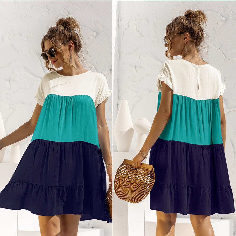 Color Block Pleated Oversized Dress-10 Colors