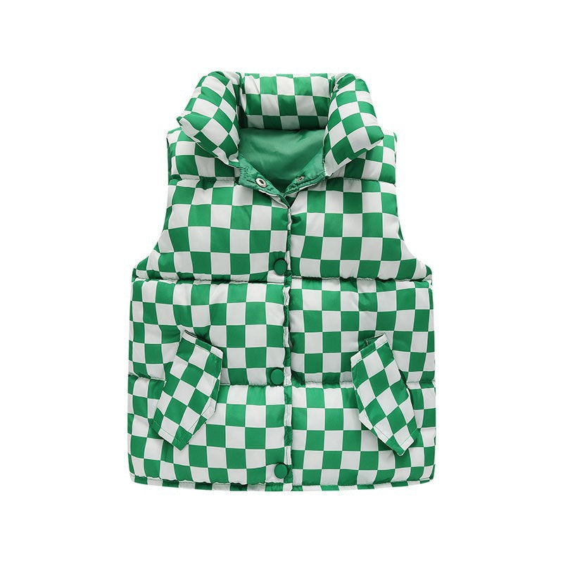 Kids checkered puff vest