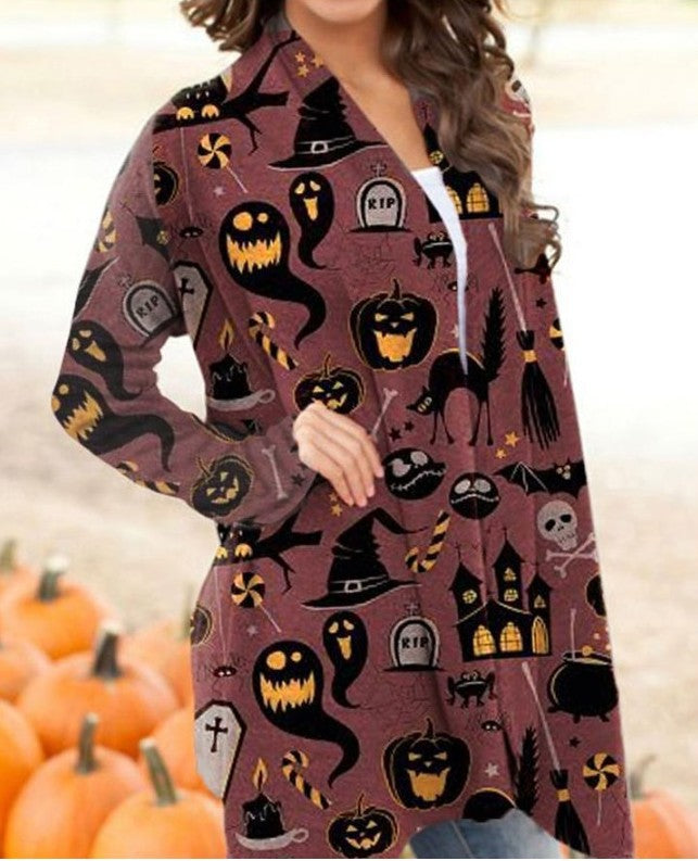 Halloween Print Cardigan