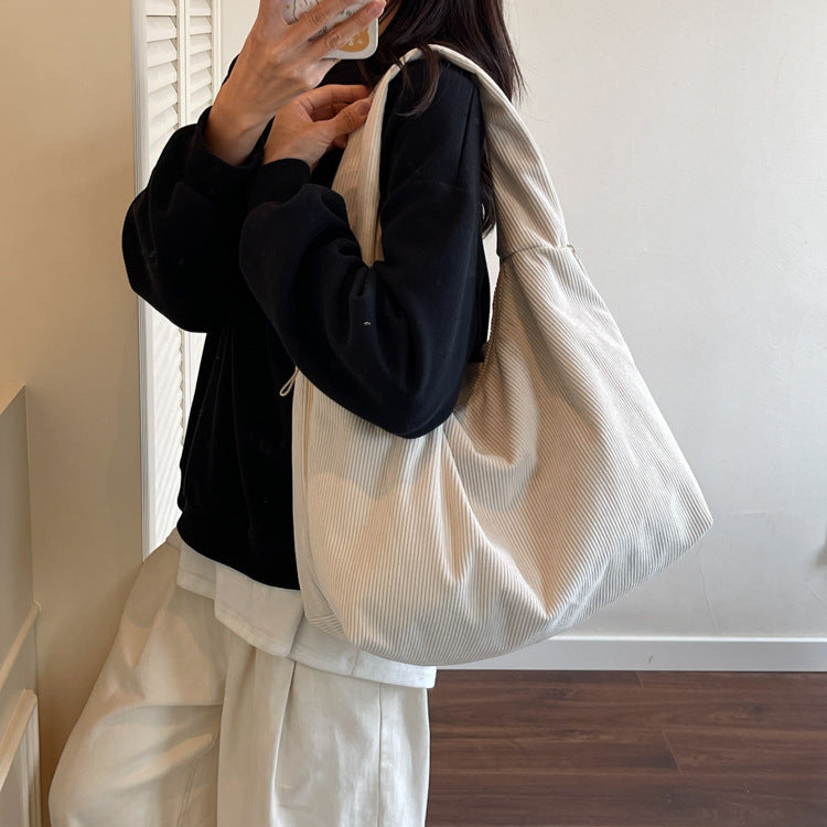 Personalized Corduroy Hobo Shoulder Bag Custom Name Embroidery Tote