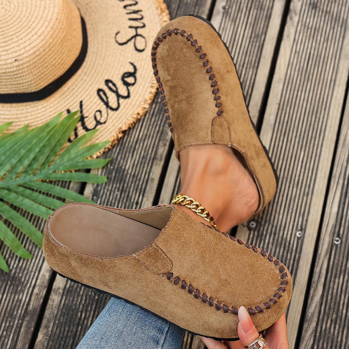 Suede Moccasin Slip-On Mule Clogs