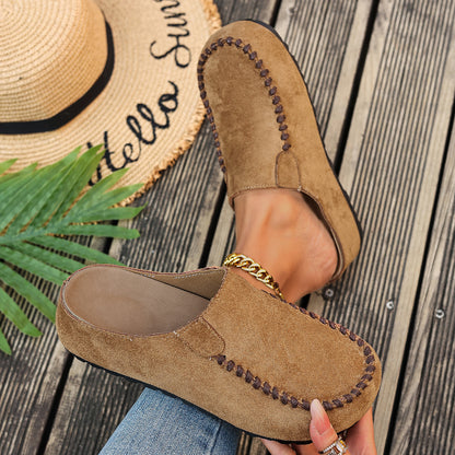 Suede Moccasin Slip-On Mule Clogs