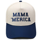 Embroidered "MAMA MERICA" Trucker Hat – Color-Block Structured Baseball Cap