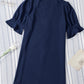 Notched Neck Flounce Sleeve Tunic Dress