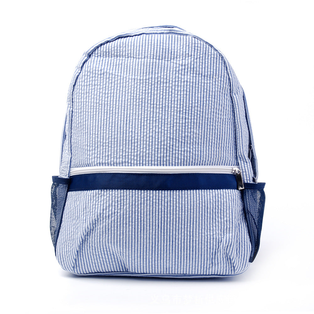Custom-Embroidered Seersucker Kids' Backpack / Students Schoolbag