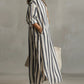 Stylish Long Striped Cardigan-Style Dress for Women
