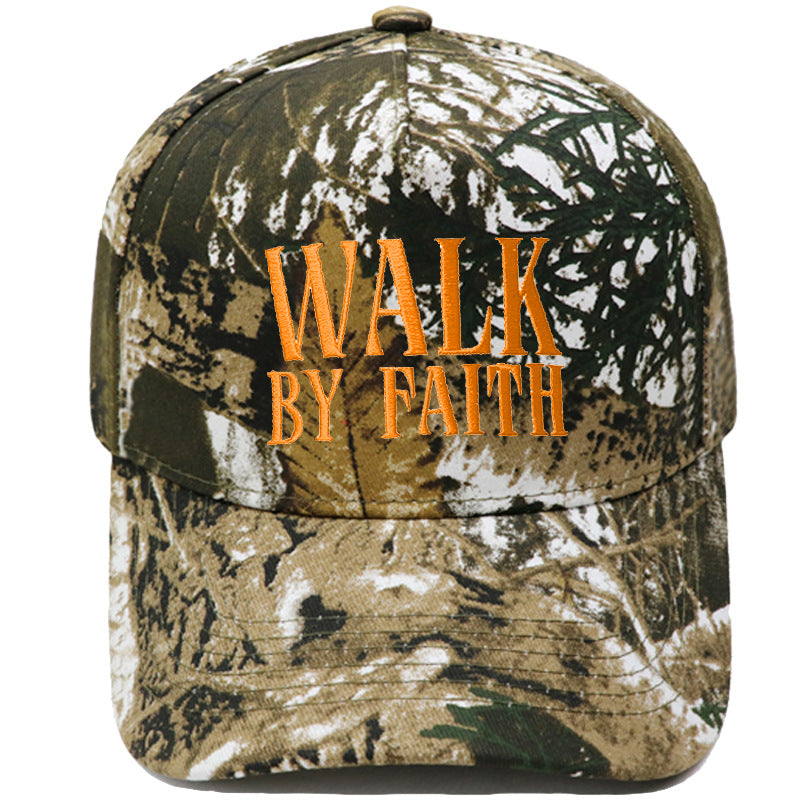 "Walk by Faith" Embroidered Retro Color-Block Trucker Hat