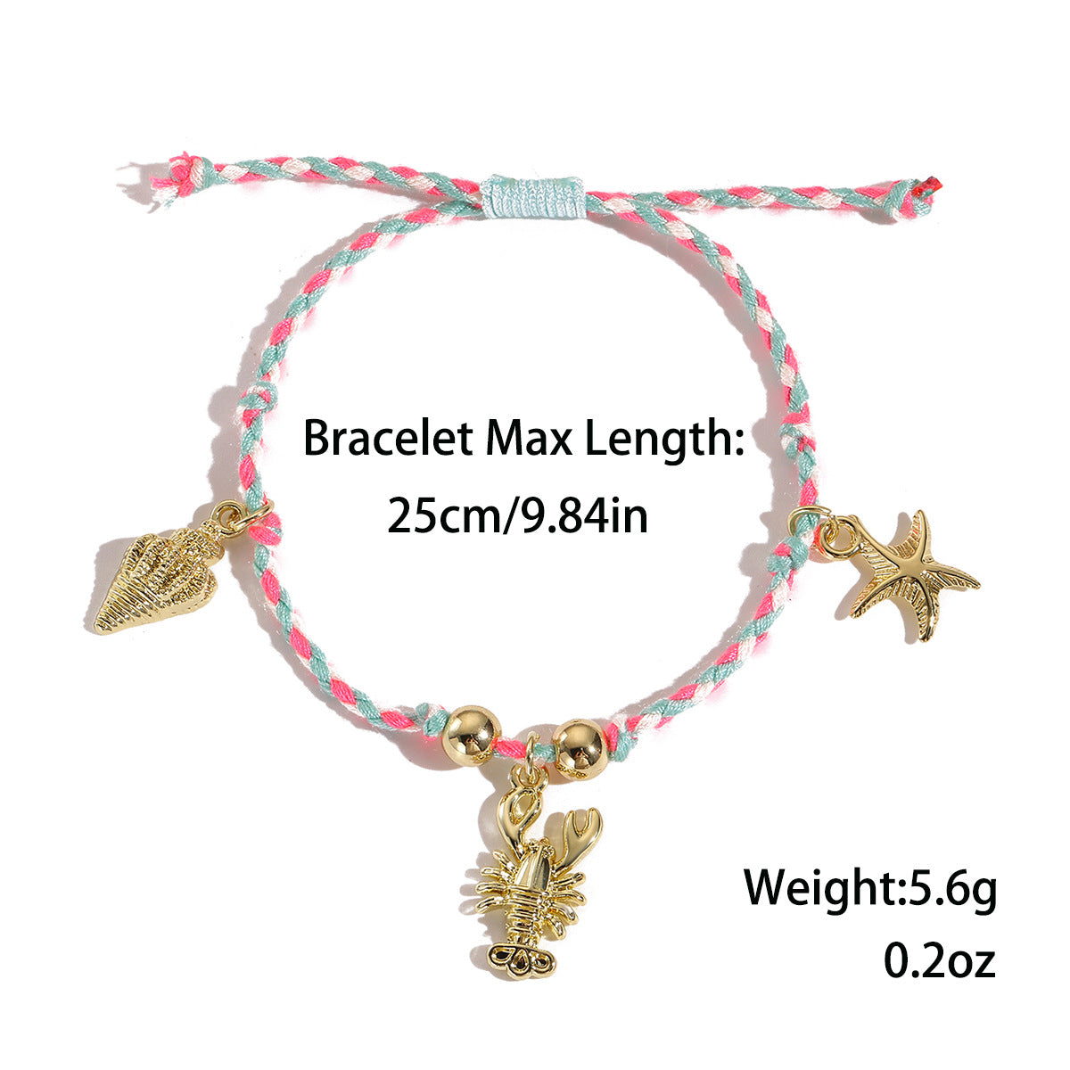 Marine Style Starfish Shell Turquoise Shell Beaded Chain Stretch Bracelets