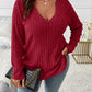 Plus Size V-Neck Long Sleeve T-Shirt