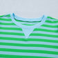 Stripe Puff Short Sleeve T Shirt Matching Shorts Set