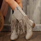 Women's tassel boots rivet belt buckle mid-calf boots