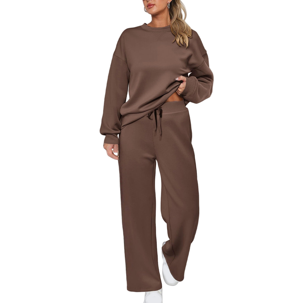 Women's Solid Two-Piece Loungewear Set